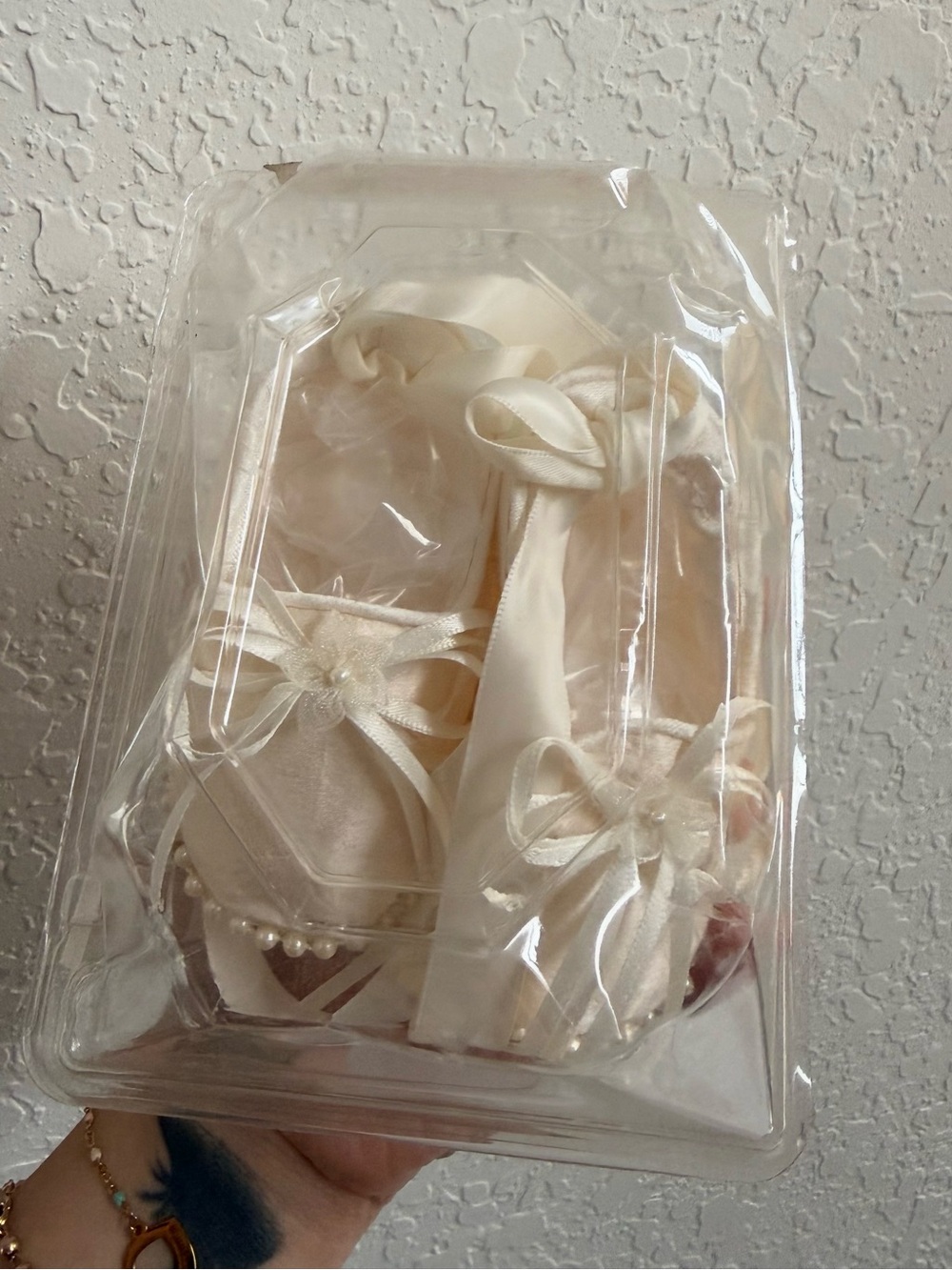 Piccolo Bacio Couture Pearl Lace Baptismal Ballet Shoe